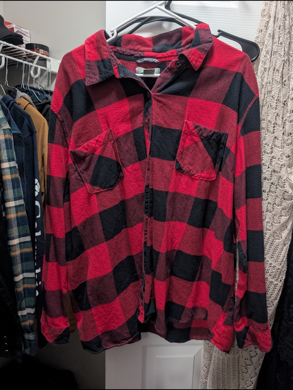 Natural Reflections Red & Black Plaid Button-Front Shirt